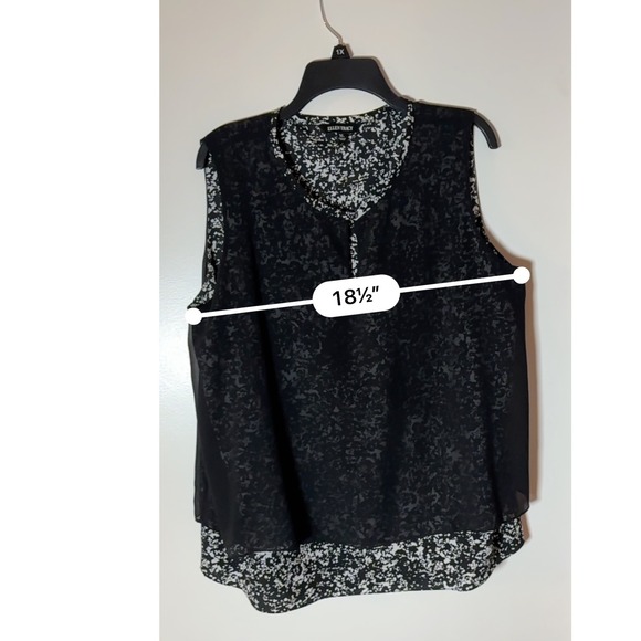 Ellen Tracy Black & White Floral Sleeveless Blouse Top Plus Size XL - Picture 6 of 12